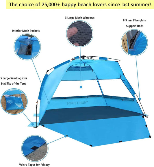 XL Pop Up Beach Tent, Color Solid Blue