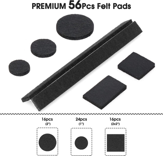 Self-adhesive furniture pads, 56 pieces (Color: Black)