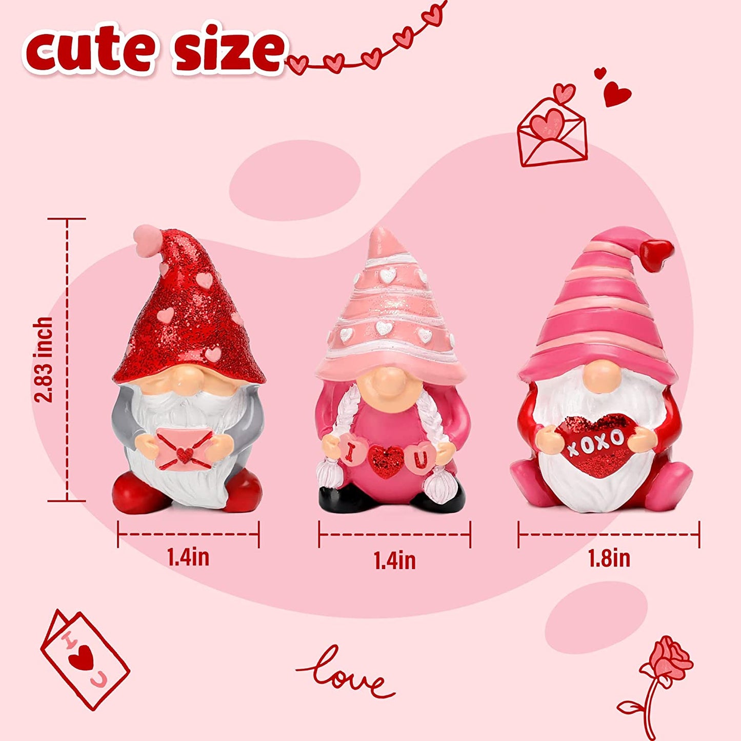 3 Pieces Valentine's Day Gnome Tiered Tray Decoration