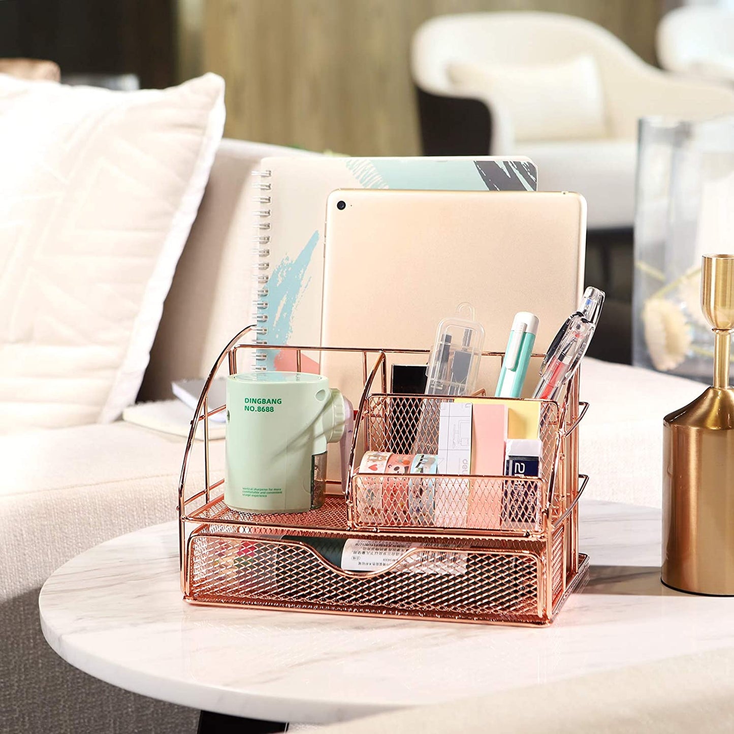 Desk organizer, multifunctional, made of metal.