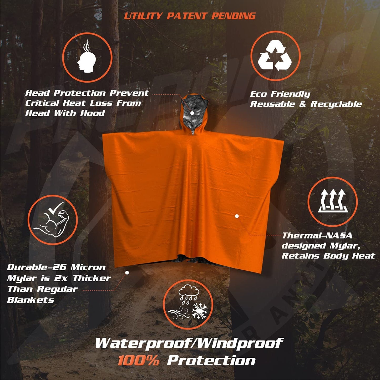 Water-Resistant Blanket with Reflective Side, 4-Pack (Orange)