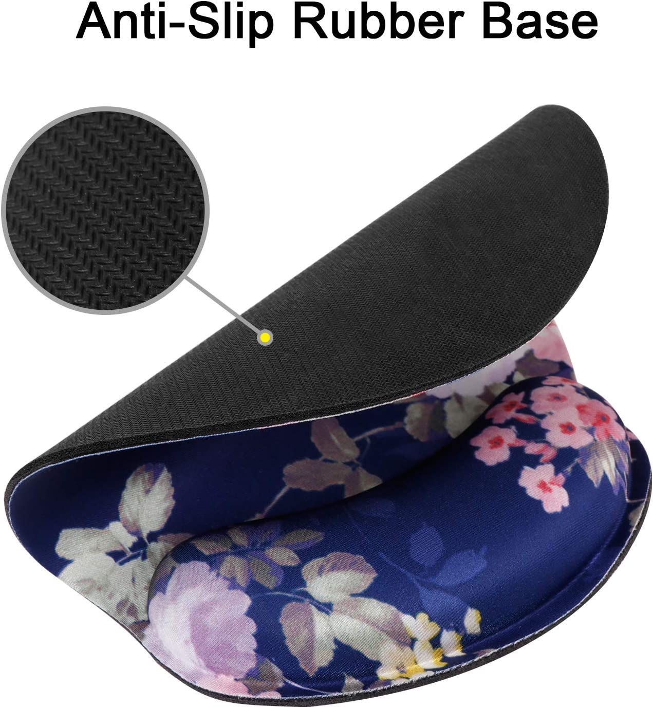 Mouse pad with gel wrist rest, Navy Blue Rose