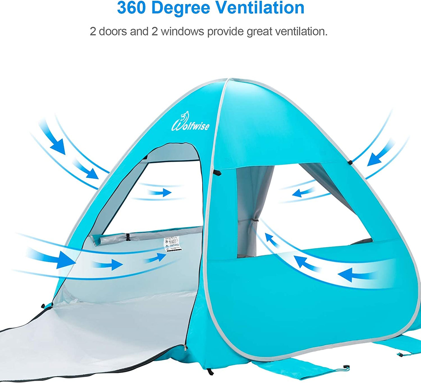 Sun tent, portable automatic, Blue Medium