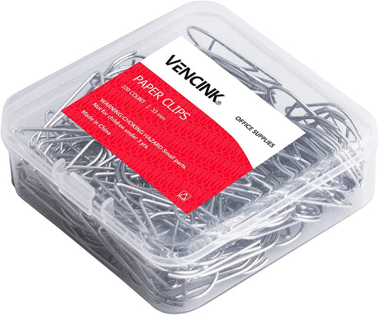 100 silver paper clips, medium (1.3 inches/33 mm)