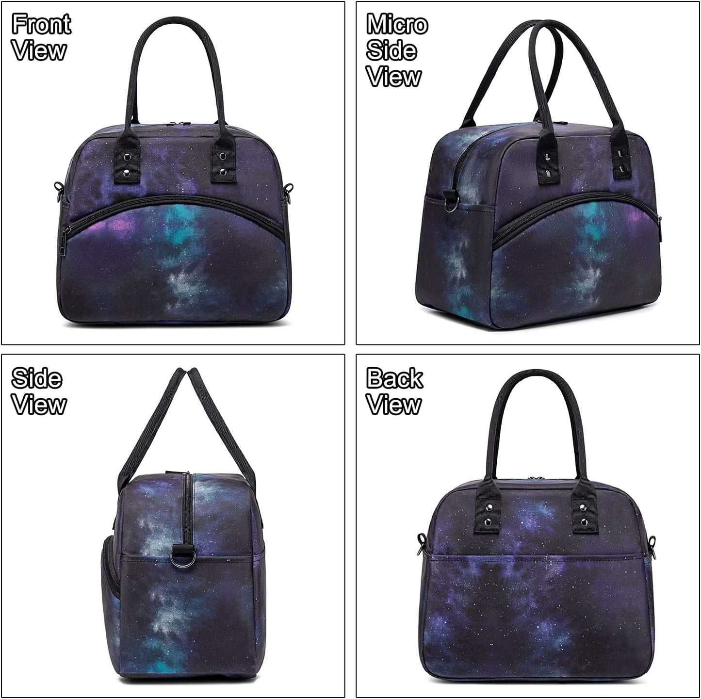 Adjustable Strap Insulated Lunch Bag - Color: Starry Sky