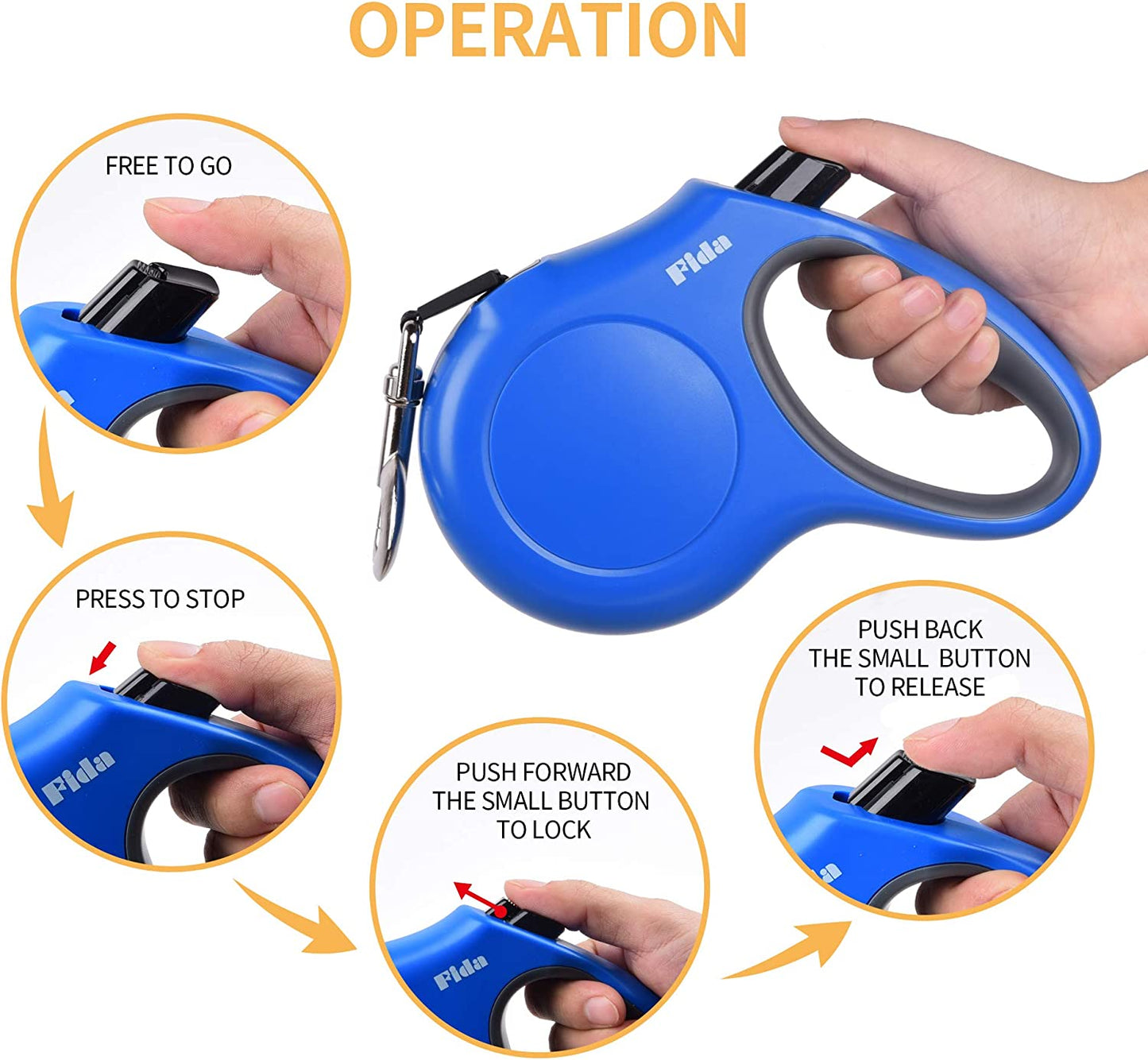 16' retractable leash for pets up to 110 lbs. (Blue)