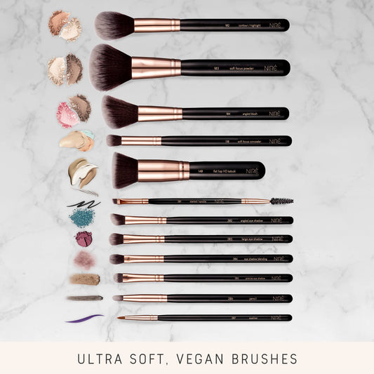 15 professional makeup brushes with case