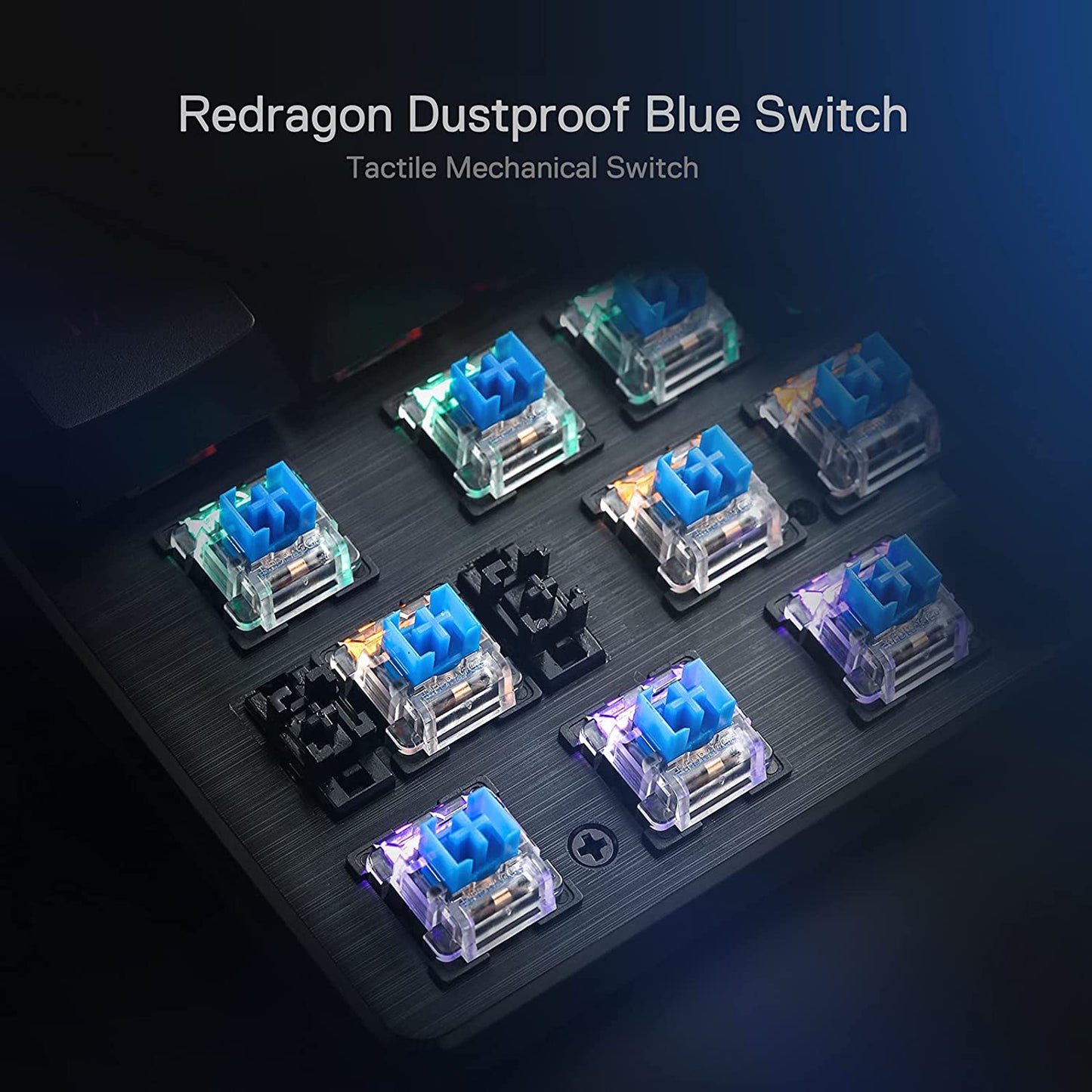 Mechanical keyboard with soft tactile Blue switch, 104 keys