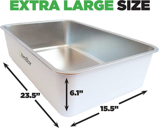 Stainless Steel Pet Litter Box, Extra Large (23.5"x 15.5"x6.1")