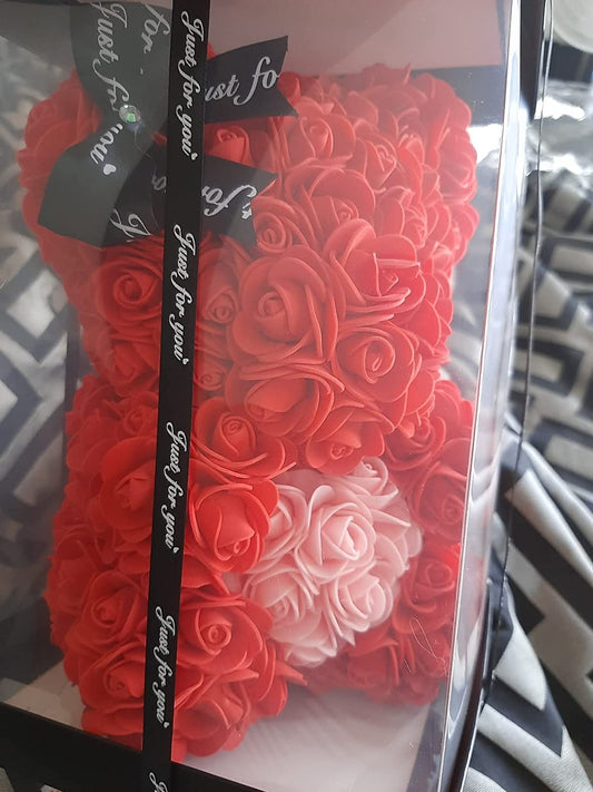 Gift Bear of red roses with box for Valentine's Day