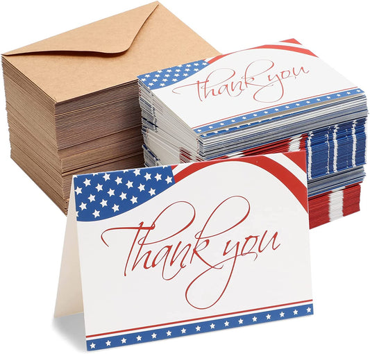 120 Pack Blank Patriotic Cards with Envelopes for 4th of July