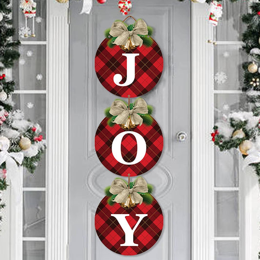 3 Christmas door signs, red