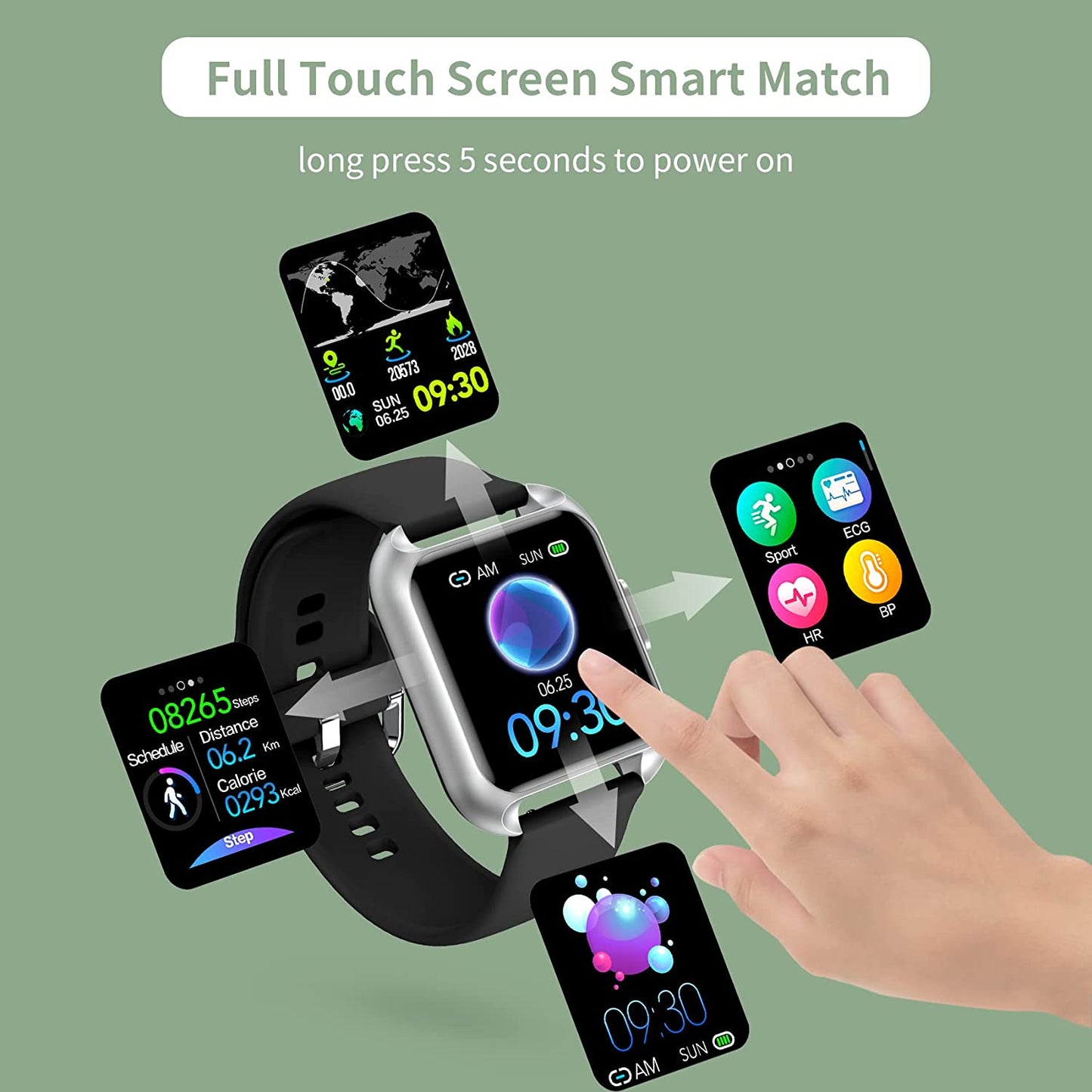 Smart watch compatible with phones (black)