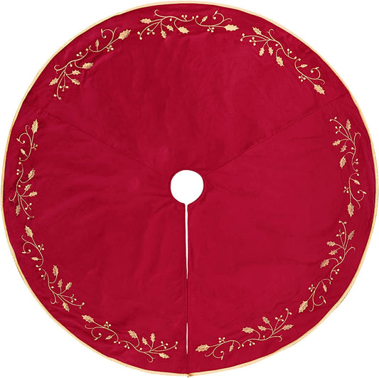 48 Inch Red Velvet Plush Christmas Tree Skirt