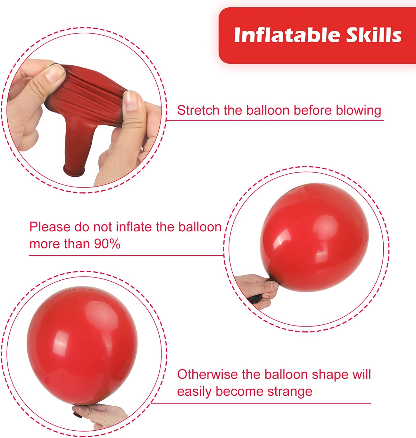 87 red balloons of different sizes 18 12 10 5 inches