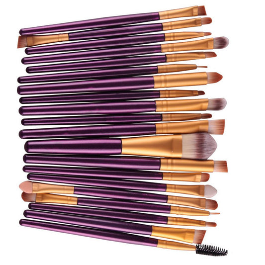 20 Pack Powder Makeup Brushes with Sponge, (Golden-Purple)