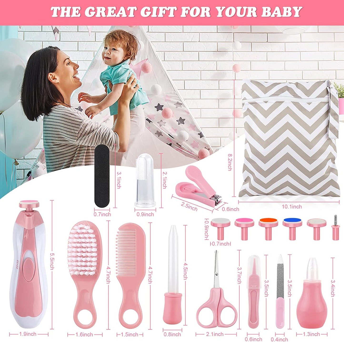 28 in 1 Baby Grooming Kit - Pink