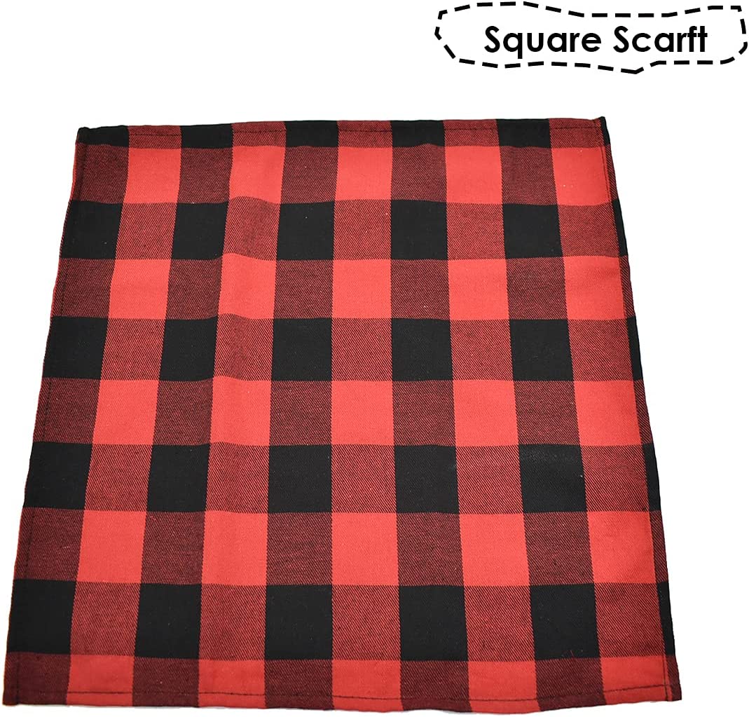 Square cotton bandana for pets, (Red Black) small