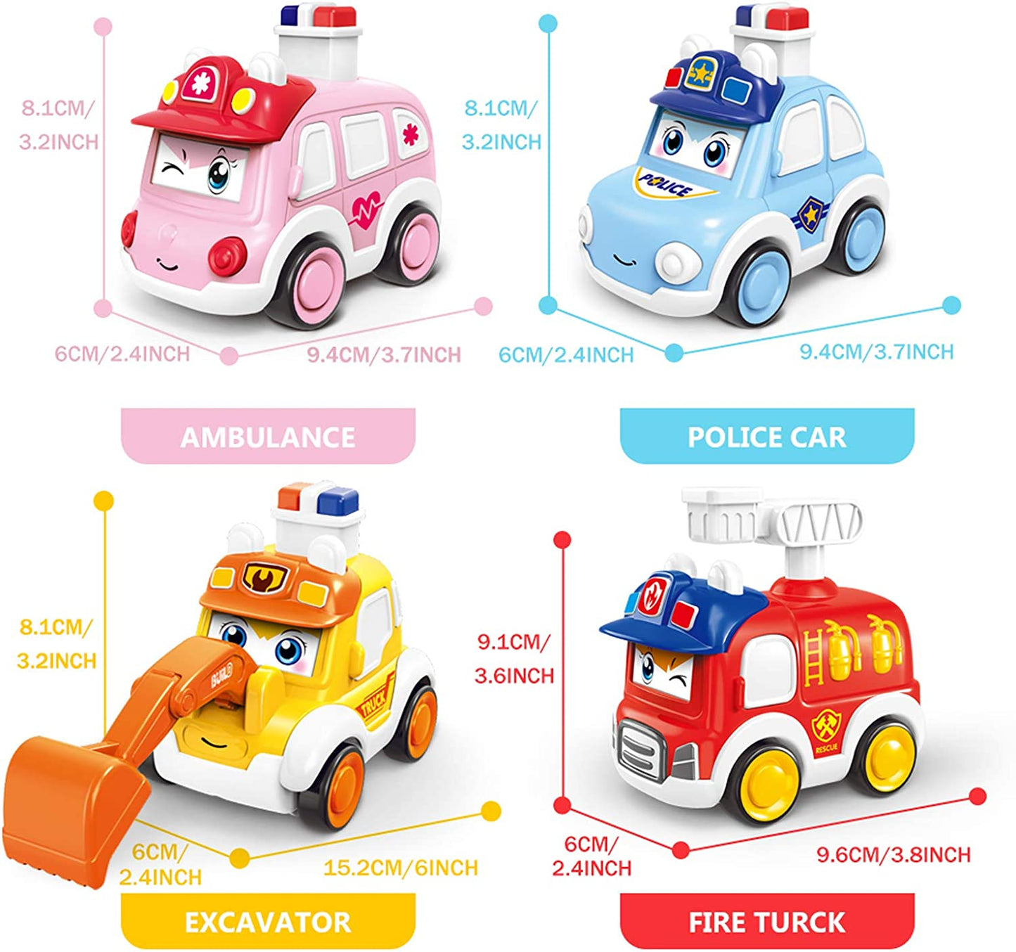 Toy for children under 3 years old, 4-piece truck