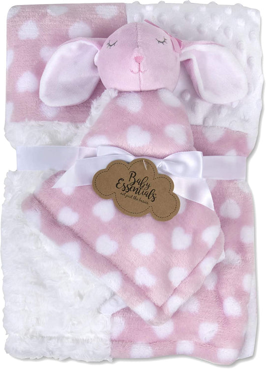 Baby Plush Set with Blanket Set, Pink Bunny