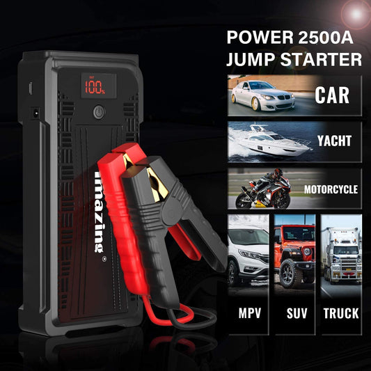 Portable car jump starter - 2500A peak 20000mAH