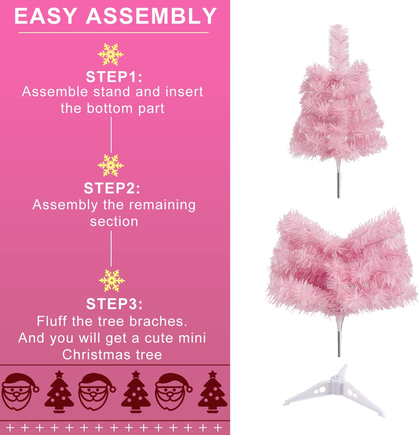 2 foot artificial Christmas tree, Pink