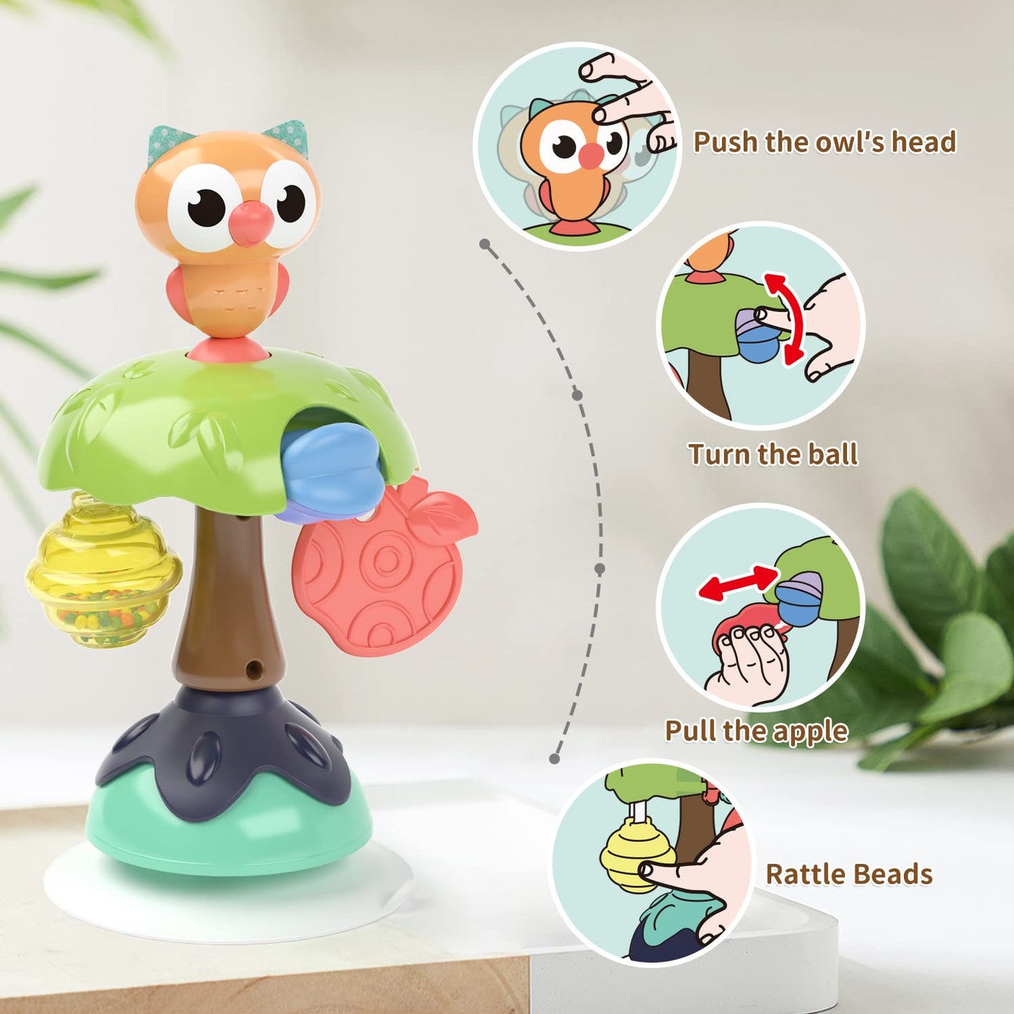 Baby Sensory Highchair Rattle Toy, Owl