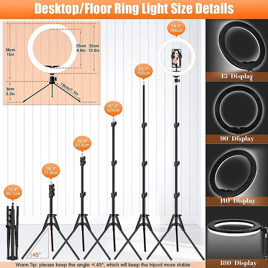 12.6-inch selfie ring light with stand