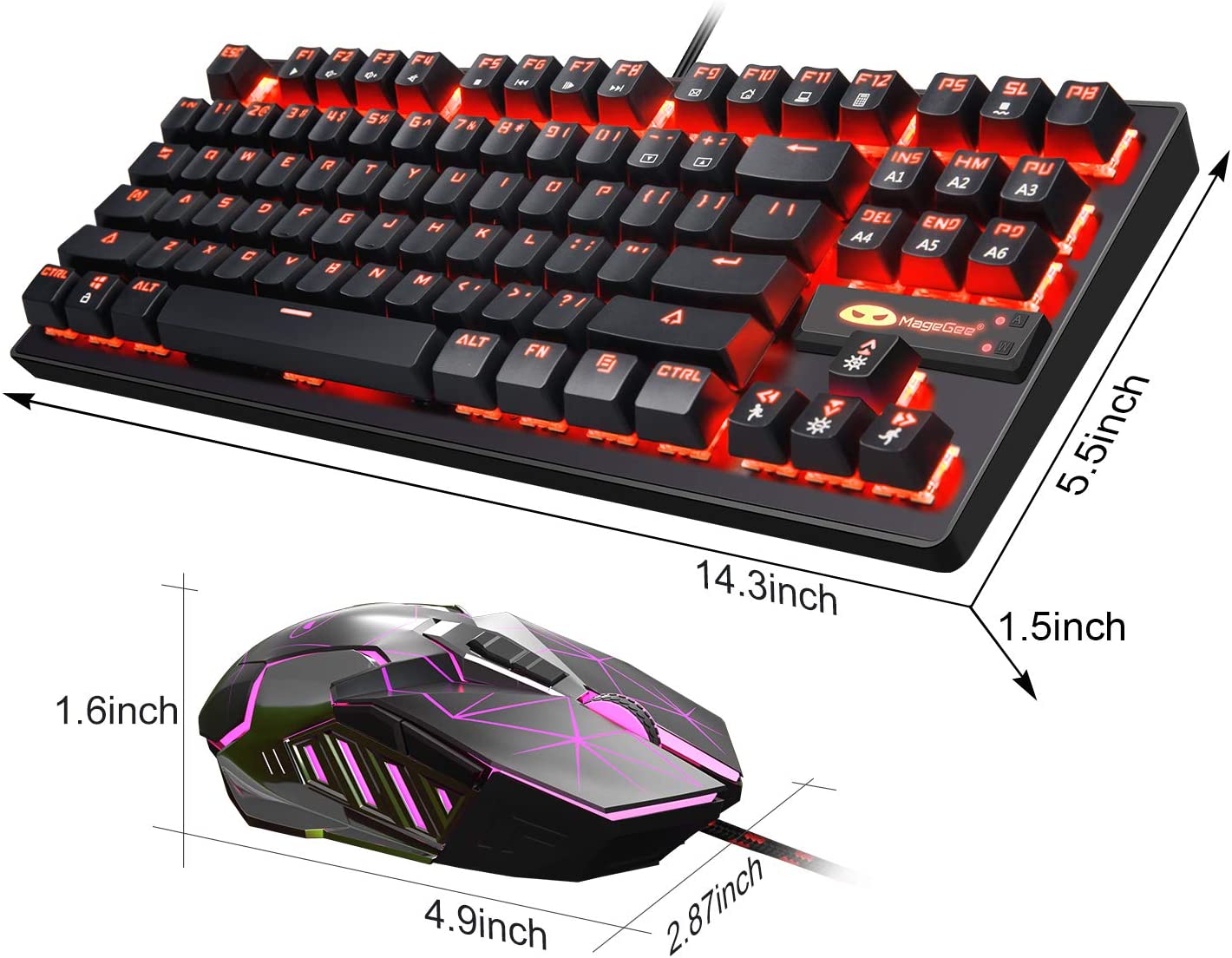 Mechanical Keyboard & Mouse & Mouse Pad Combo Red Light, Black