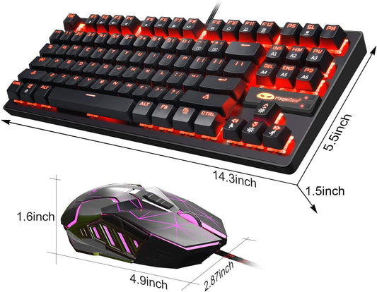 Mechanical Keyboard & Mouse & Mouse Pad Combo Red Light, Black