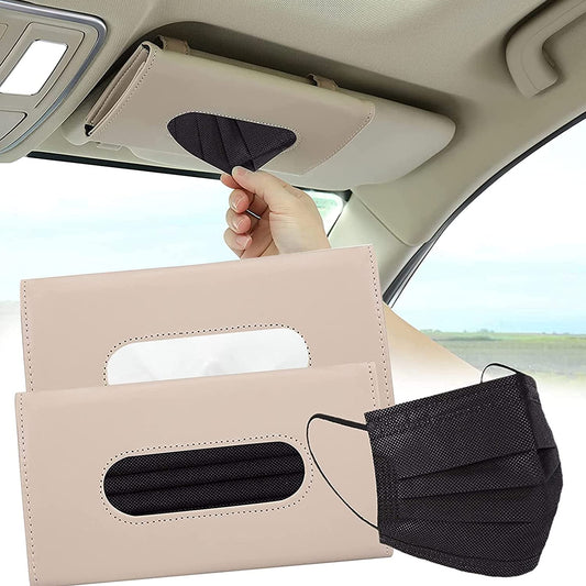 Car tissue holder for sun visor, (Color: beige 2 pcs)