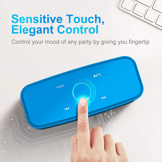 Portable wireless bluetooth speaker with 20-hour playtime, blue