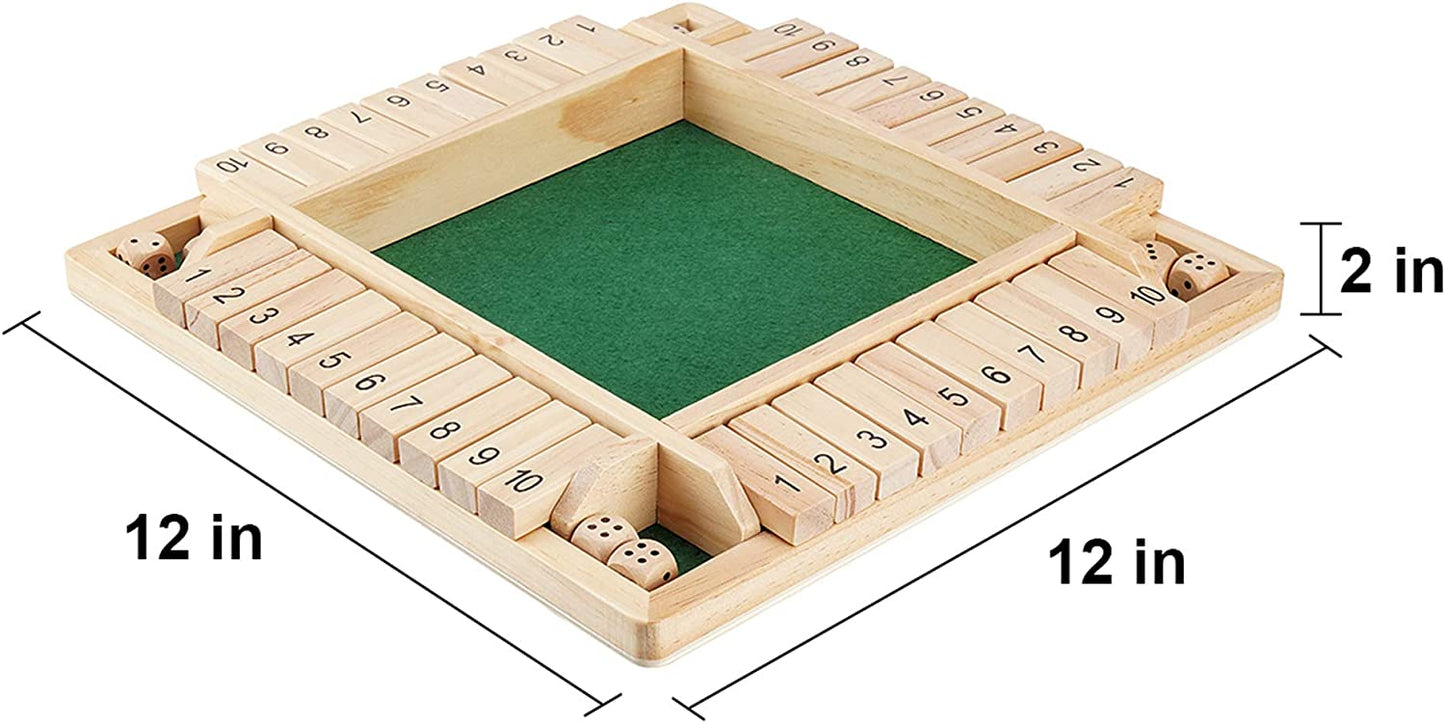 wooden board game; shut the box (2-4 players),12 Inches - Large