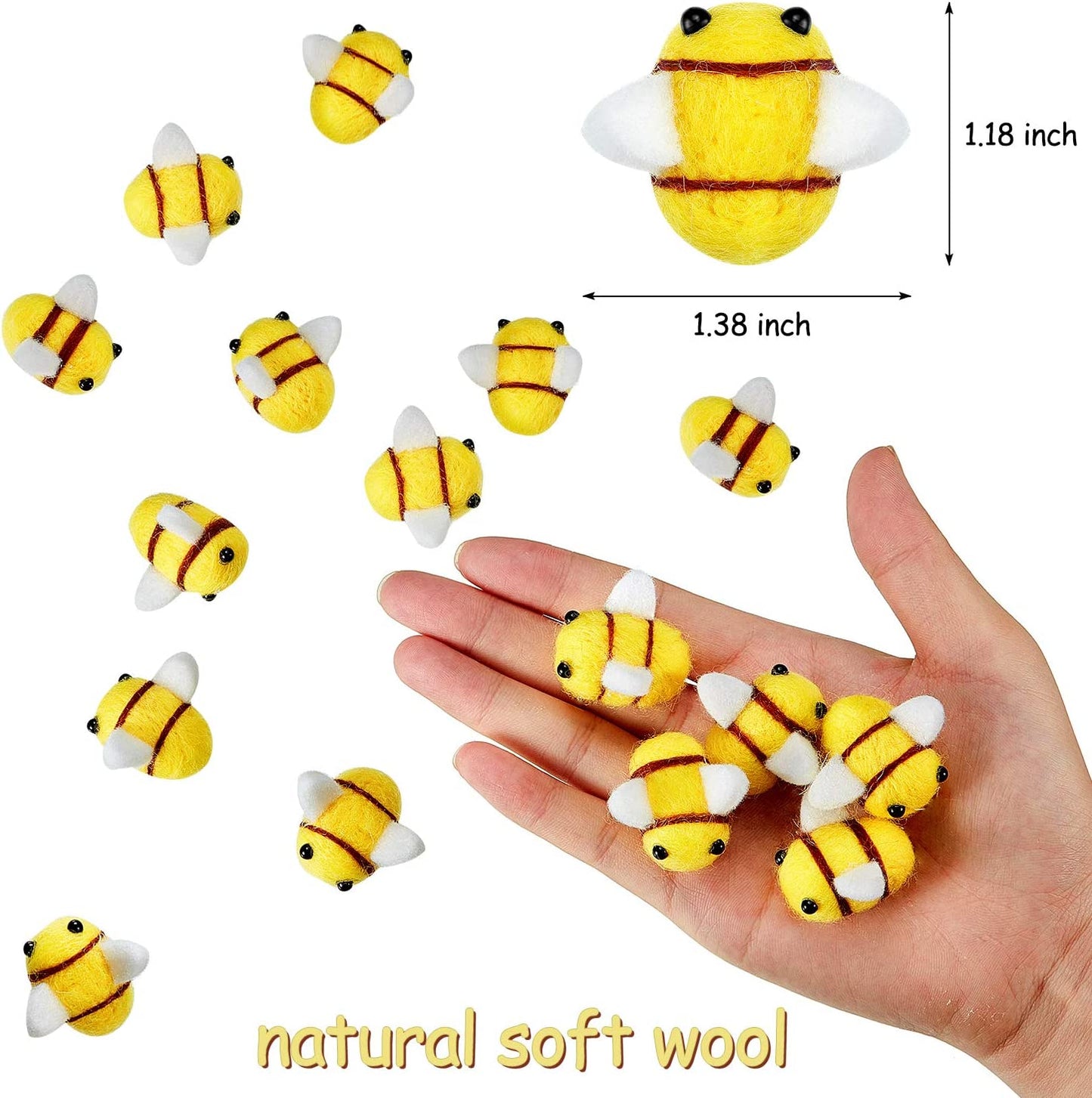 Wool Felt Bee Craft Balls, (20 Pieces)