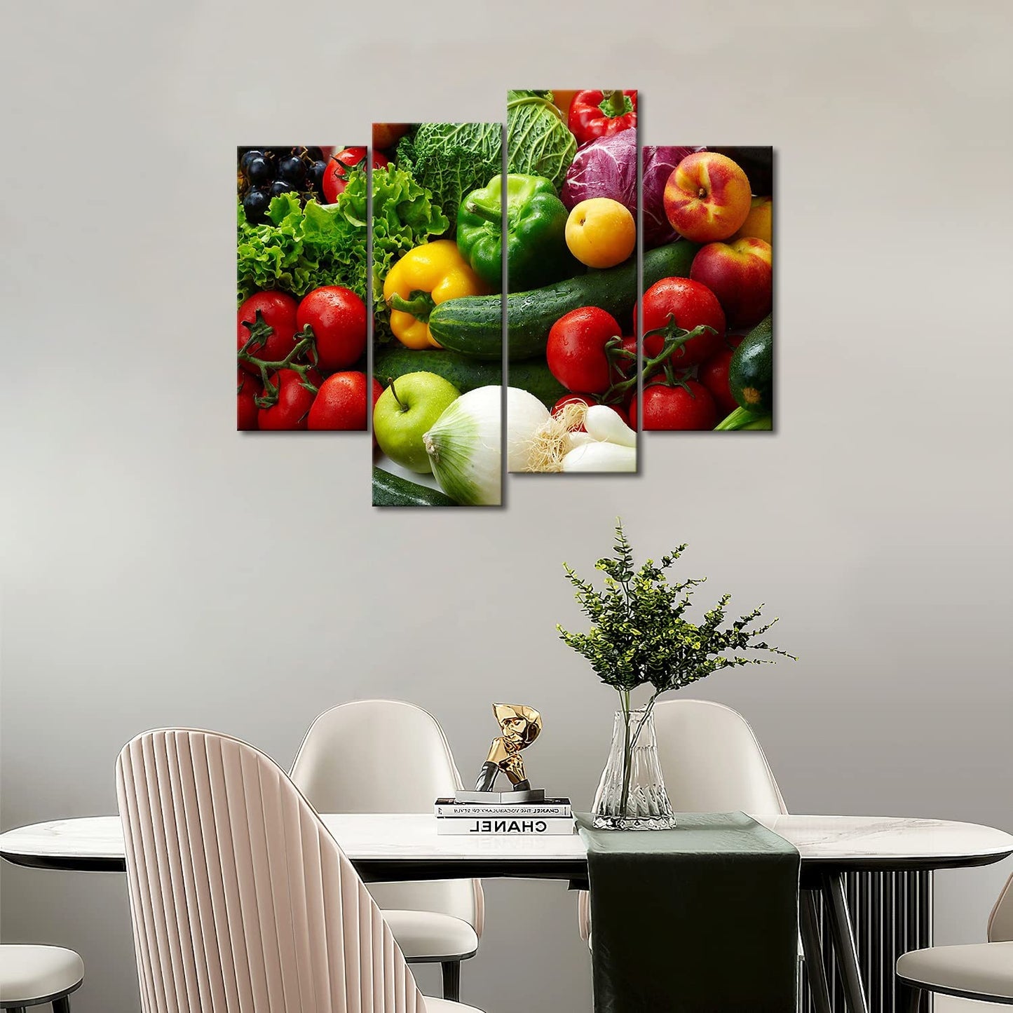 Wall painting, printed on canvas (colorful vegetables) 4 pcs