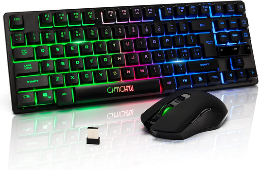 Wireless Gaming Keyboard and Mouse Combo, Rainbow