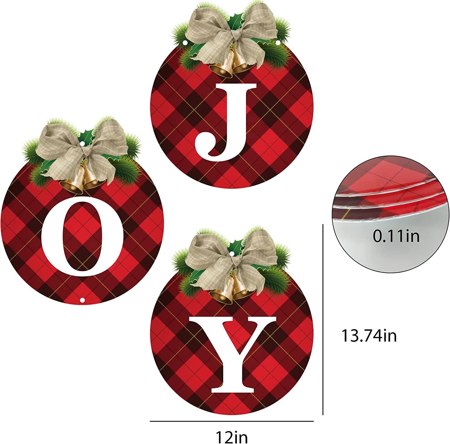 3 Christmas door signs, red