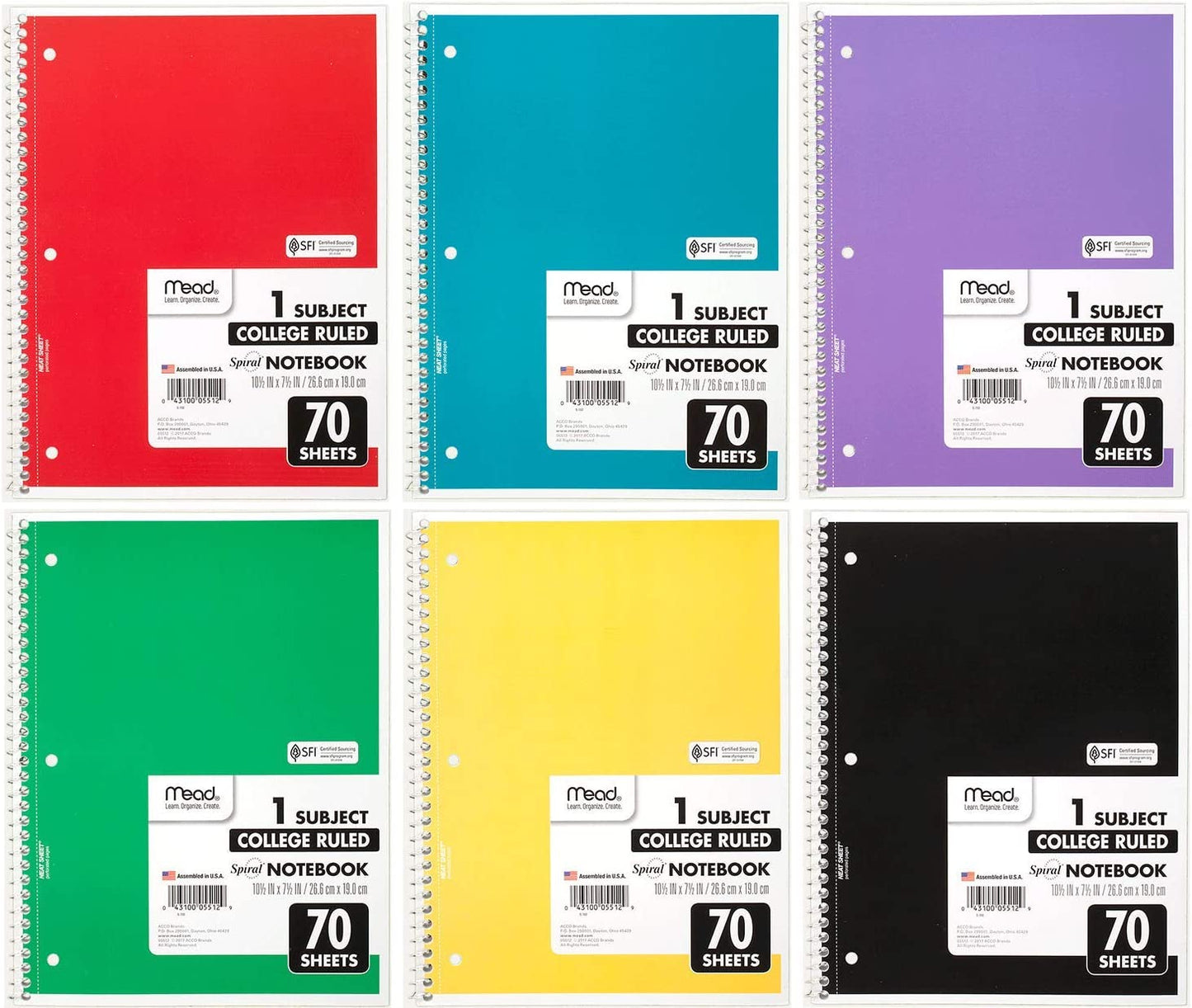 Spiral notebooks of different pastel color