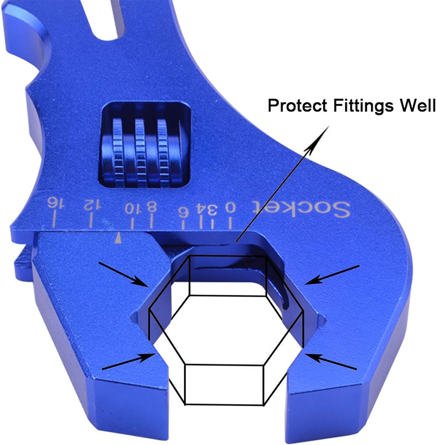 0.02 Kilogram light aluminum wrench, (blue)