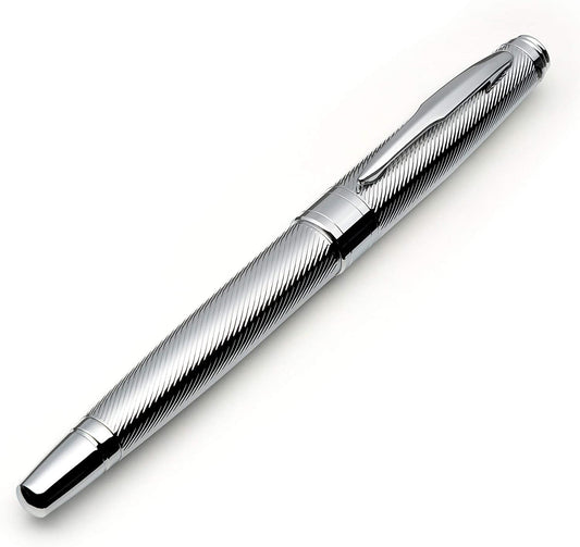 Chrome Ballpoint Pen Set with Ink Refills (Silver)