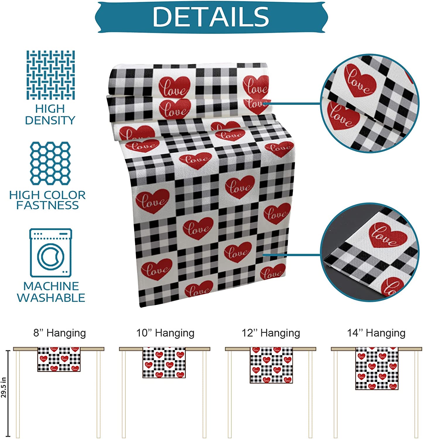 Valentine's Day Table Runner - 3 x 90 Inches