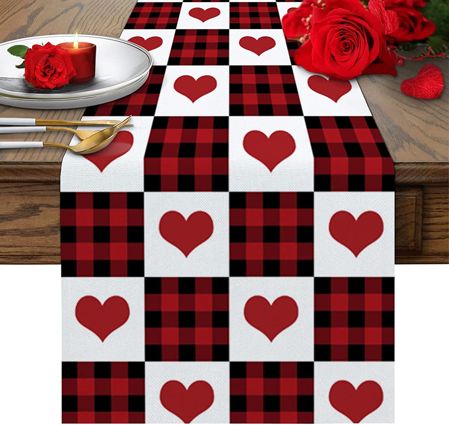 Valentine's Day Love Heart Table Runner 13" x 70"