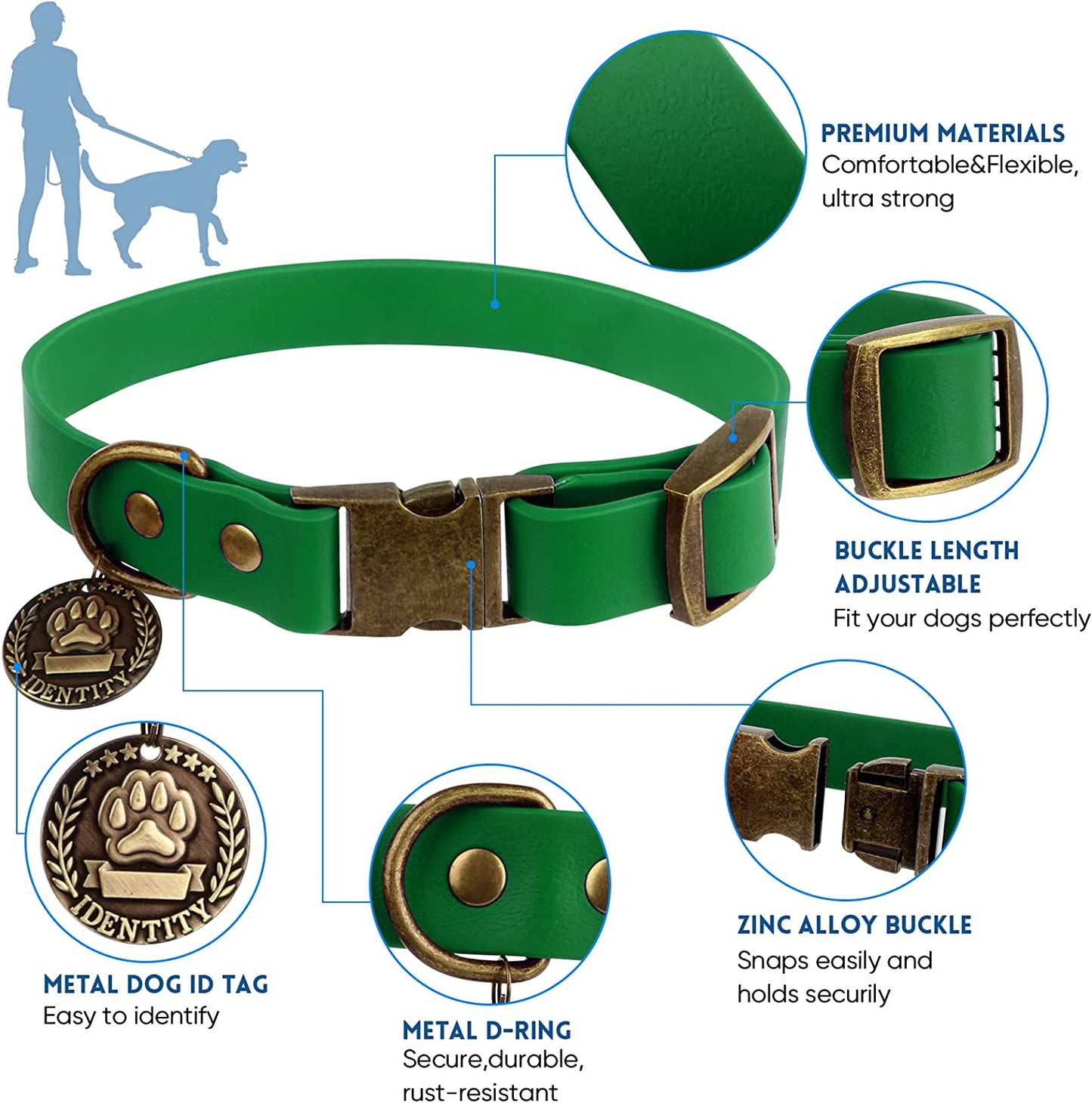 Pet Collar and Leash Combo Set, Size l, Deep Green