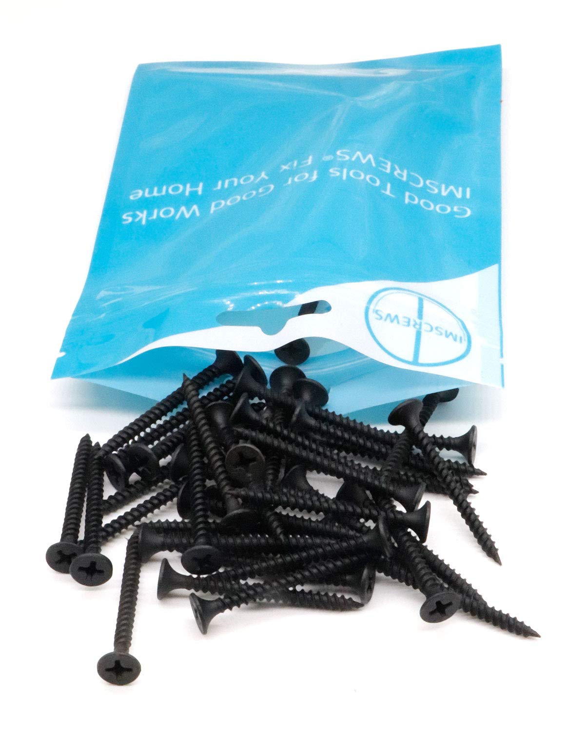 100 Flat Head Drywall Screws, 6 x 1-3/4-Inch, (Black)