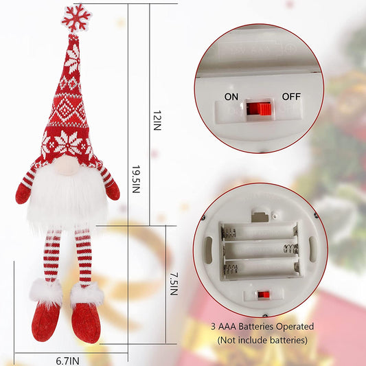 2 Pack Light Up Christmas Gnomes with Hanging Legs