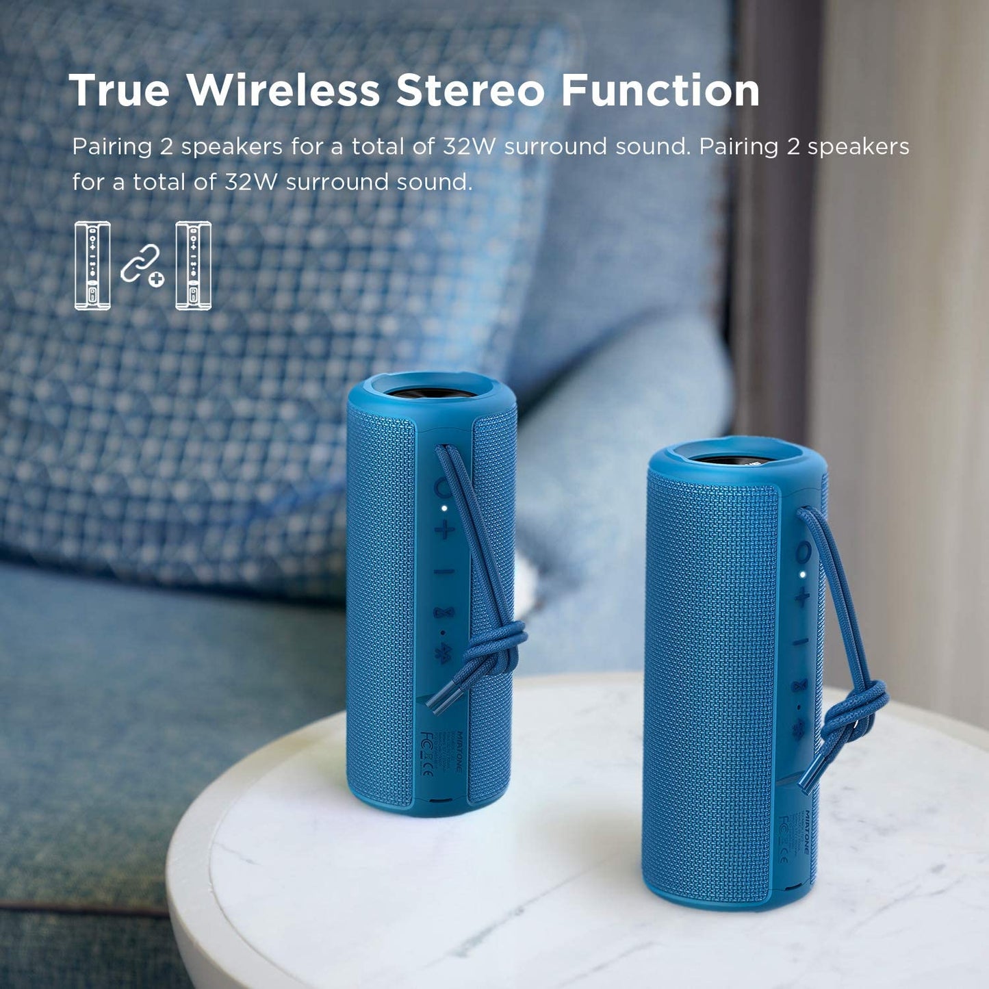 Waterproof wireless portable bluetooth speaker - blue color