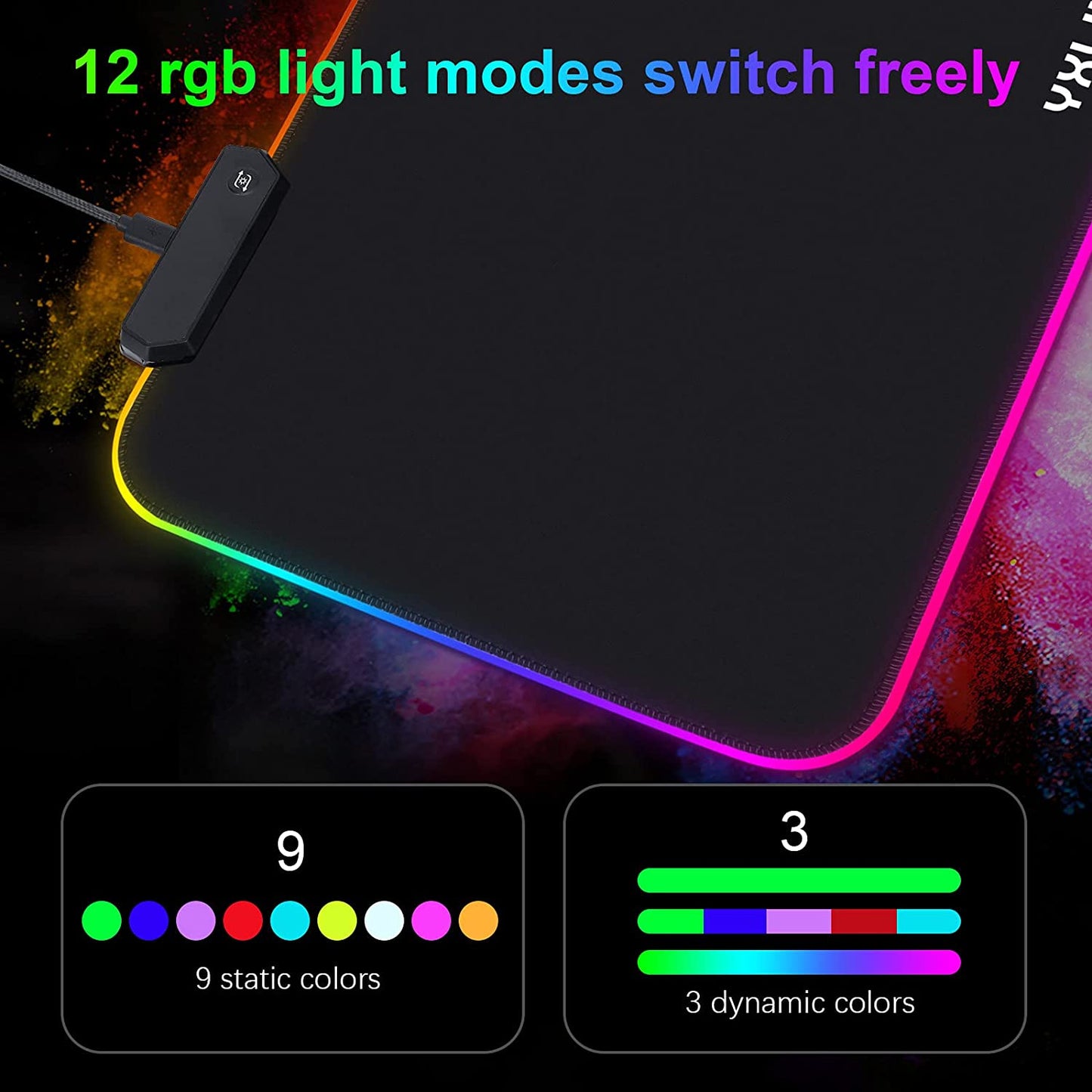 13.8" x 9.8" LED Gaming Mouse Pads with 12 Lighting Modes -medium