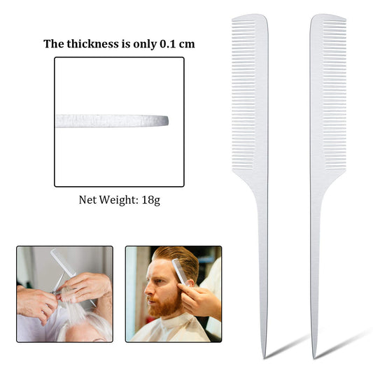 2 piece stainless steel metal combs (rat tail)