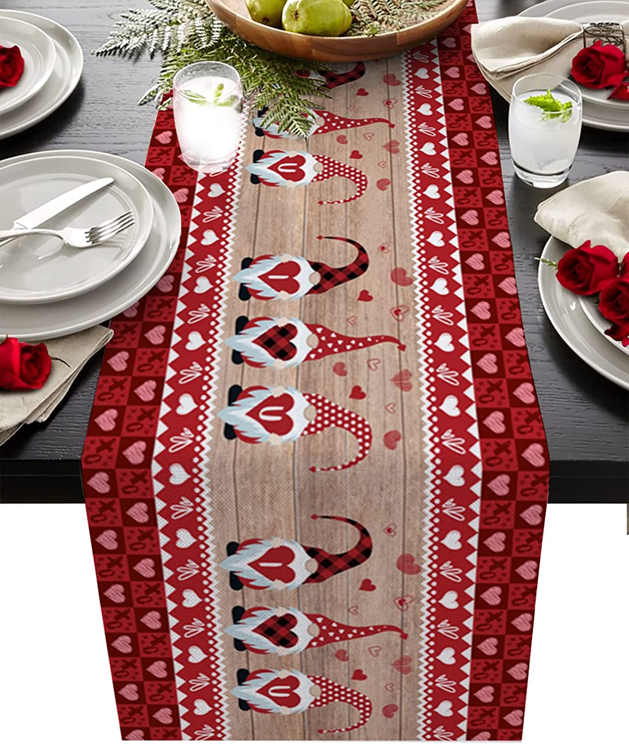 Valentine Table Runner - 13 x 90 inches, Love Gnome