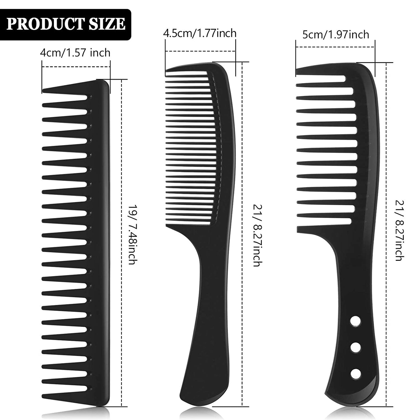 3 Pieces Wide Tooth Hair Comb